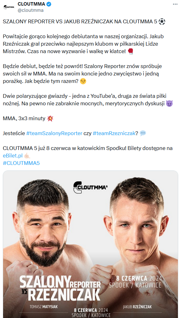 OFICJALNIE: Oto RYWAL Jakuba Rzeźniczaka na CLOUT MMA 5!
